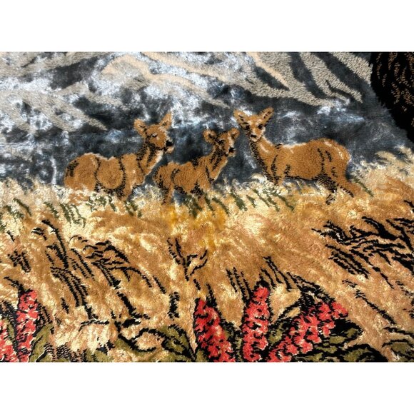 Large Mule Deer Mountain Lake Sunset Tapestry Wild Life Cabin Wall Hanging *READ - Picture 5 of 7